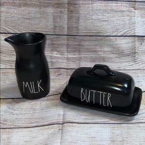 Rae Dunn Black Milk Carafe and Butter Dish NEW!